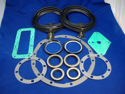 COMPLETE FRONT AXLE GASKET AND SEAL KIT w/ GOLD ZIPPER BOOTS FOR M35A2
