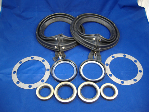 FRONT AXLE HUB GASKET AND SEAL KIT w/ BLACK ZIPPER BOOTS FOR M35A2