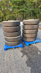 10 GOODYEAR G124 9.00-20 RADIAL TIRES ON 2.5 TON WHEELS