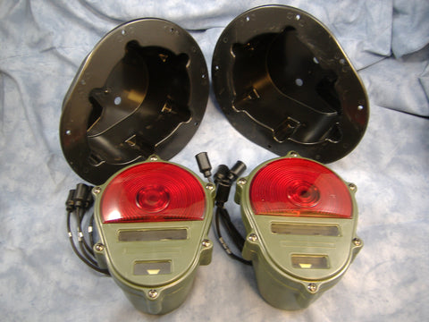 M998 HUMMER TAIL LIGHT HOUSING SET w/TAIL LIGHTS HMMWV - ALSO USED FOR FLUSH MOUNTING MILITARY TAIL LIGHTS IN JEEPS - 12338711