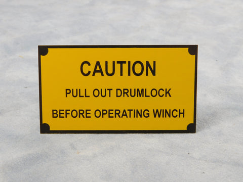 WINCH DRUMLOCK DATA PLATE