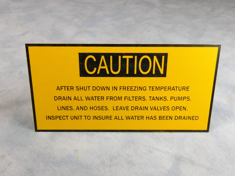 DRAIN WATER FROM TANKS DATA PLATE