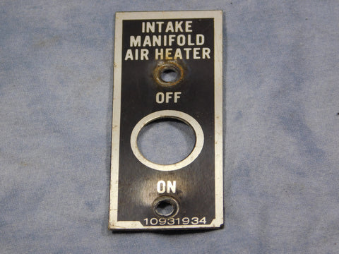 DATA PLATE FOR MANIFOLD FLAME HEATER SWITCH M54 5 TON
