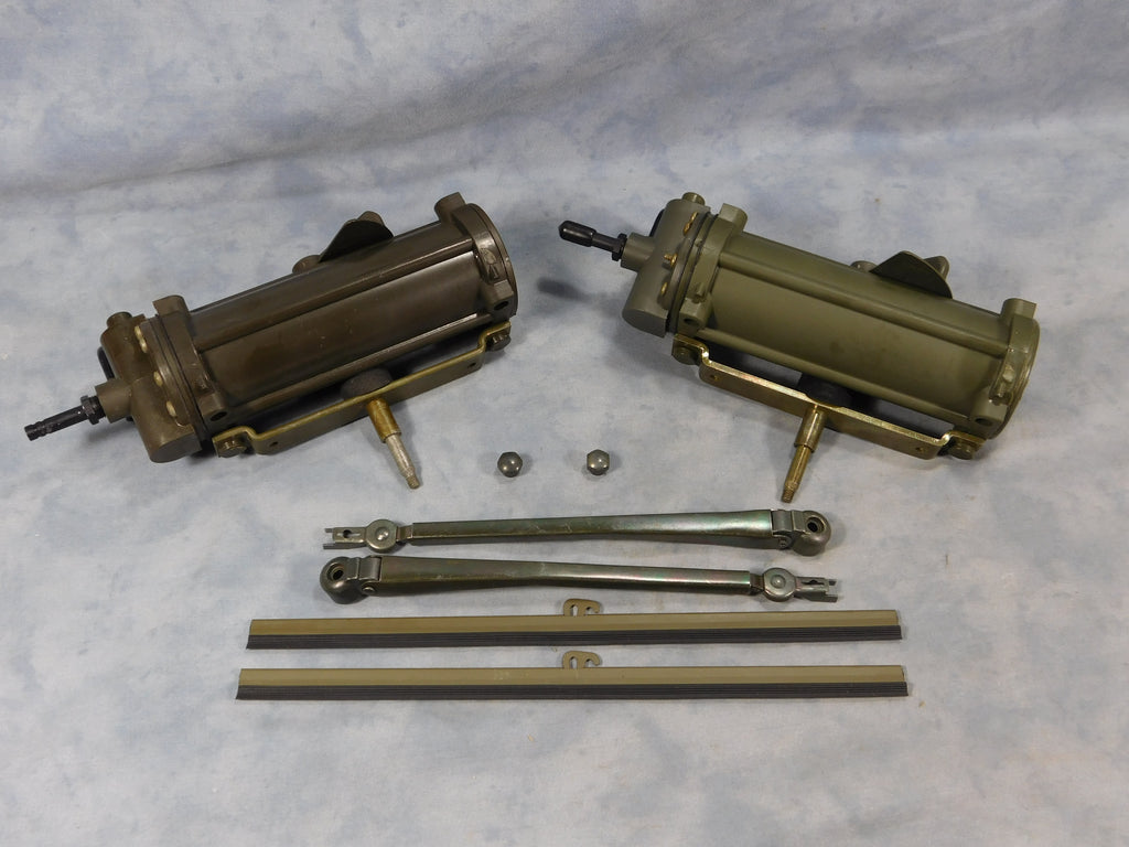 SET OF TWO WIPER MOTORS w/ NUTS, WIPER ARMS, AND WIPERS SET M35A2, M54A2, M809 - 7539696, 7001462, & 8713382