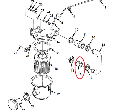 TURBO TO INTAKE PIPE HOSE FOR M35A2 - 11677096